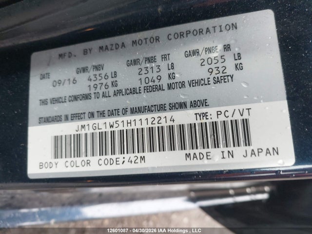 Продаж на аукціоні авто 2017 Mazda Mazda6 Gt, vin: JM1GL1W51H1112214, номер лоту: 12601087
