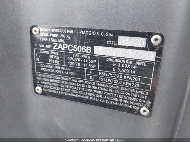 ZAPC506B2L4003629 Vespa Scooter