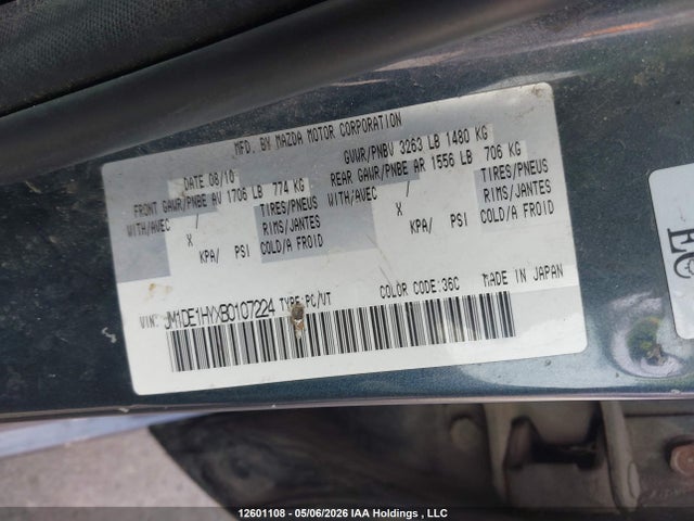 2011 Mazda Mazda2 მანქანა იყიდება აუქციონზე, vin: JM1DE1HYXB0107224, აუქციონის ნომერი: 12601108