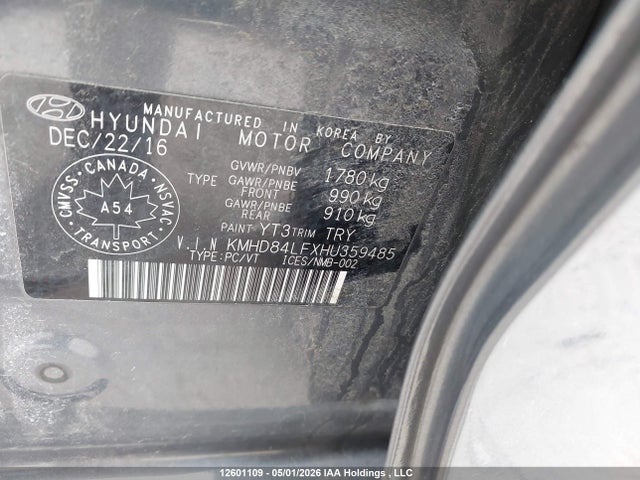 KMHD84LFXHU359485 Hyundai Elantra Se/value/limited