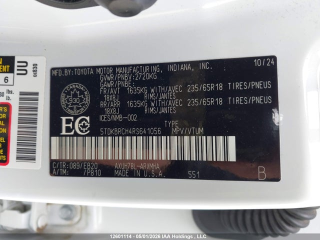 5TDKBRCH4RS641056 Toyota Highlander Hybrid Hybrid