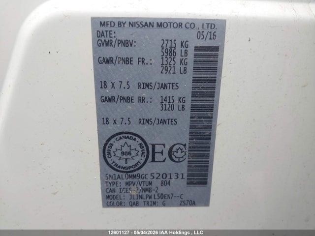 5N1AL0MM9GC520131 Infiniti QX60