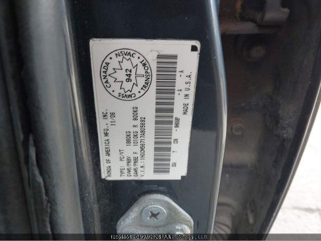 Продаж на аукціоні авто 2007 Honda Accord, vin: 1HGCM56717A805692, номер лоту: 12601155