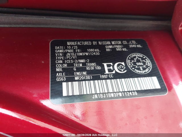 Aukcja sprzedaży 2023 Nissan Qashqai Sl/sv, vin: JN1BJ1BW3PW112430, numer aukcji: 12601156