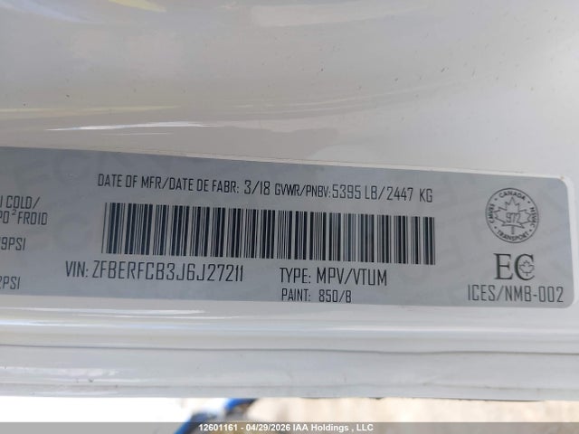 Продаж на аукціоні авто 2018 Ram Promaster City St, vin: ZFBERFCB3J6J27211, номер лоту: 12601161