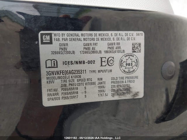 2010 Chevrolet Avalanche 1500 Lt მანქანა იყიდება აუქციონზე, vin: 3GNVKFE06AG235311, აუქციონის ნომერი: 12601182
