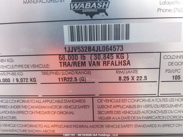 Wabash National Corp Rfalhsa 2018 1JJV532B4JL064573 Image 7