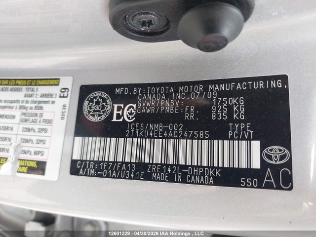 Продаж на аукціоні авто 2010 Toyota Corolla Matrix, vin: 2T1KU4EE4AC247585, номер лоту: 12601229