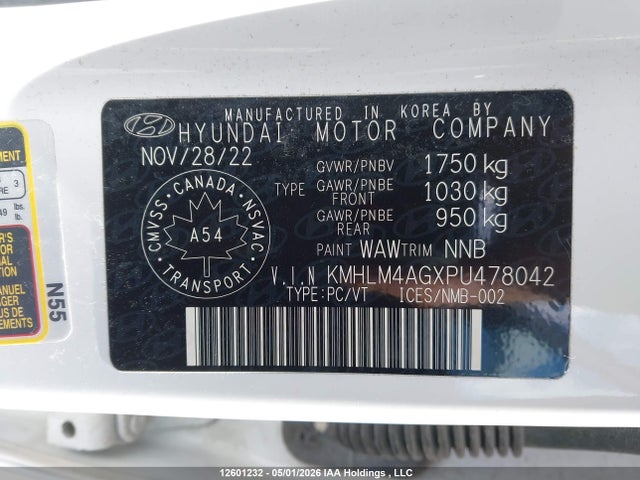 KMHLM4AGXPU478042 Hyundai ELANTRA SEL
