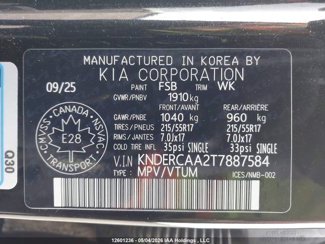 Aukcja sprzedaży 2026 Kia Seltos Ex/ex Premium, vin: KNDERCAA2T7887584, numer aukcji: 12601236