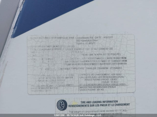 Продажа на аукционе авто 2012 Crossroads Crossroads, vin: 4V0TC2526CA014564, номер лота: 12601258