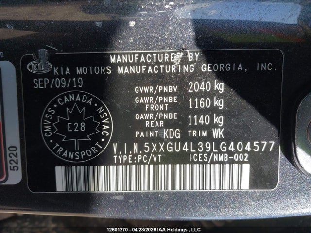 5XXGU4L39LG404577 KIA Optima Ex/ex+
