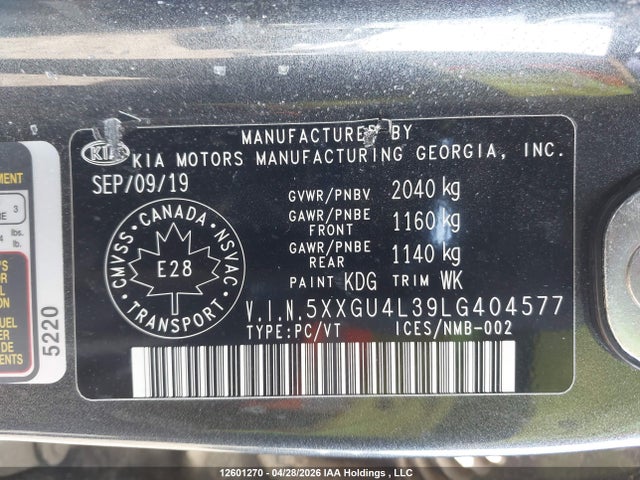 5XXGU4L39LG404577 KIA Optima Ex/ex+