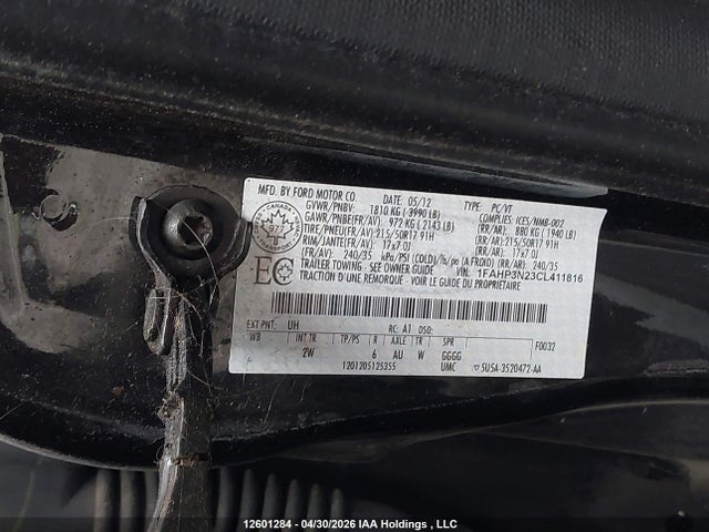 Продажа на аукционе авто 2012 Ford Focus Titanium, vin: 1FAHP3N23CL411816, номер лота: 12601284