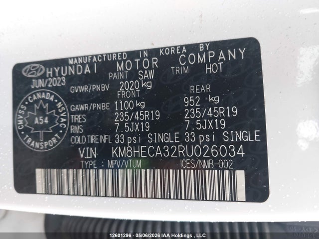 2024 Hyundai Kona მანქანა იყიდება აუქციონზე, vin: KM8HECA32RU026034, აუქციონის ნომერი: 12601296