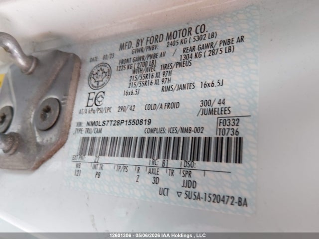 Продаж на аукціоні авто 2023 Ford Transit Connect Xlt, vin: NM0LS7T28P1550819, номер лоту: 12601306