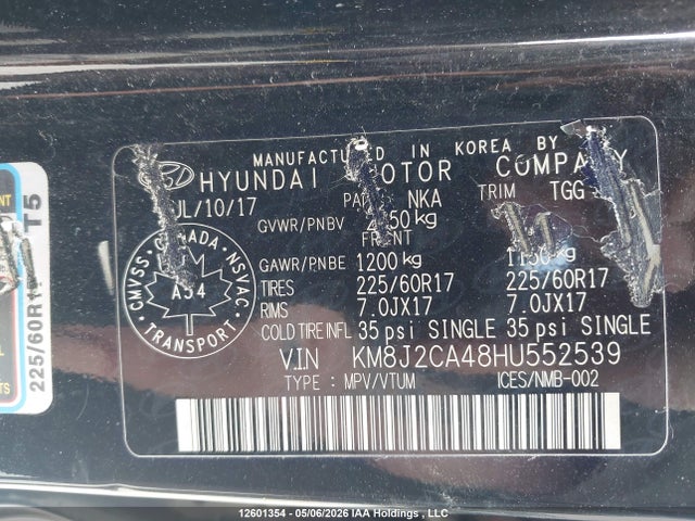 Продаж на аукціоні авто 2017 Hyundai Tucson, vin: KM8J2CA48HU552539, номер лоту: 12601354