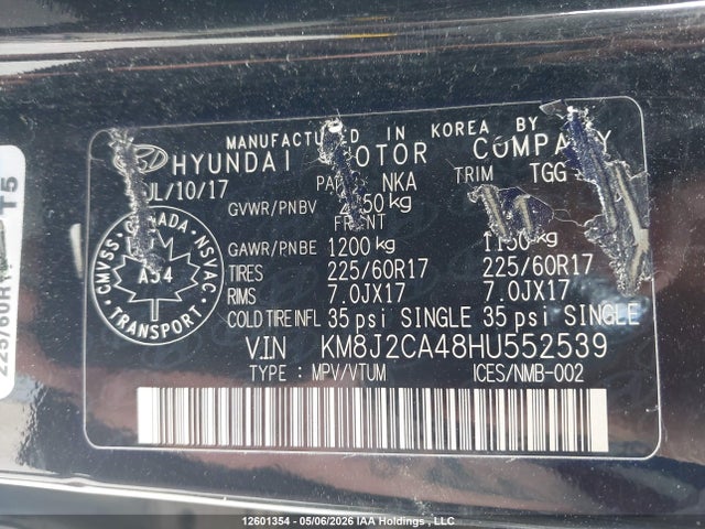 Продаж на аукціоні авто 2017 Hyundai Tucson, vin: KM8J2CA48HU552539, номер лоту: 12601354