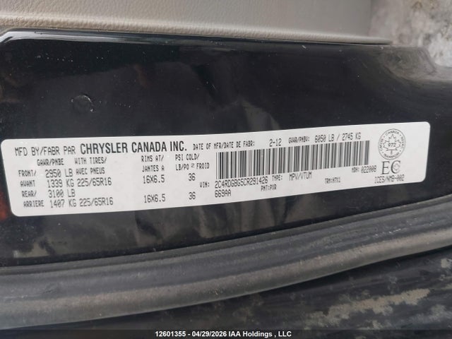 Продажа на аукционе авто 2012 Dodge Caravan, vin: 2C4RDGBG5CR291426, номер лота: 12601355