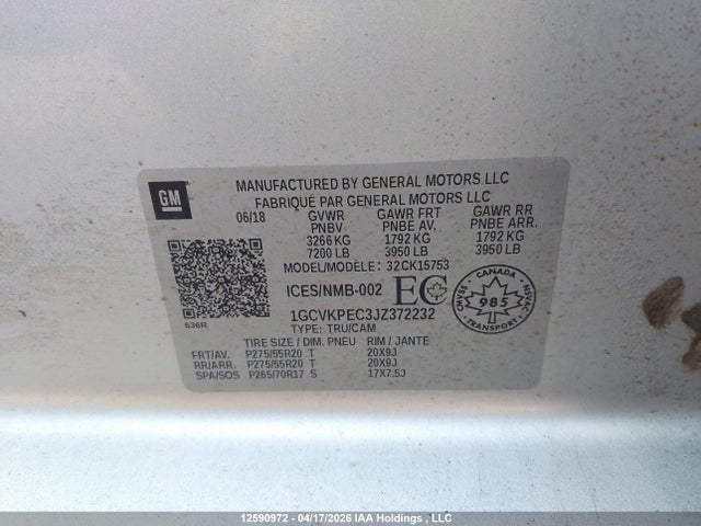 1GCVKPEC3JZ372232 Chevrolet Silverado 1500 Custom