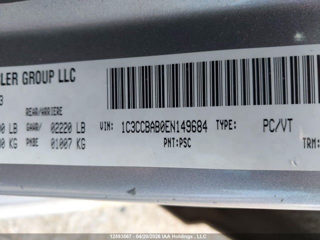 Aukcja sprzedaży 2014 Chrysler 200 Lx, vin: 1C3CCBAB0EN149684, numer aukcji: 12593567