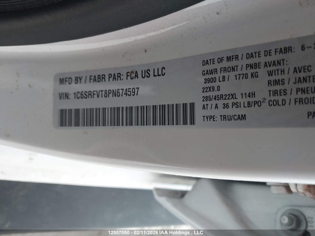 2023 Ram 1500 Sport მანქანა იყიდება აუქციონზე, vin: 1C6SRFVT8PN674597, აუქციონის ნომერი: 12507050