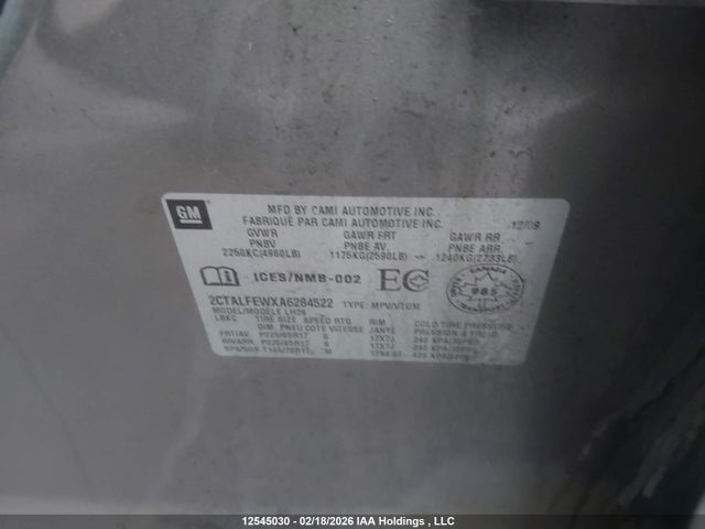 Продаж на аукціоні авто 2010 Gmc Terrain Slt-1, vin: 2CTALFEWXA6284522, номер лоту: 12545030