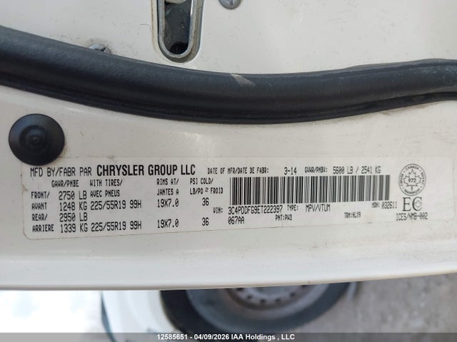 12585651 :رقم المزاد ، 3C4PDDFG9ET222397 vin ، 2014 Dodge Journey R/t مزاد بيع