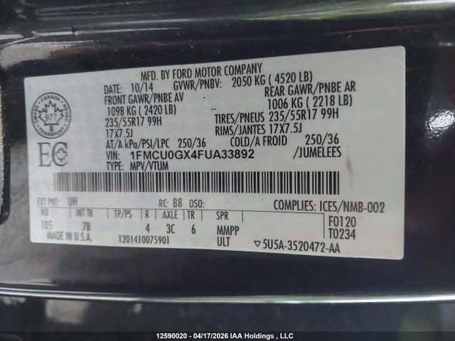 1FMCU0GX4FUA33892 Ford ESCAPE SE