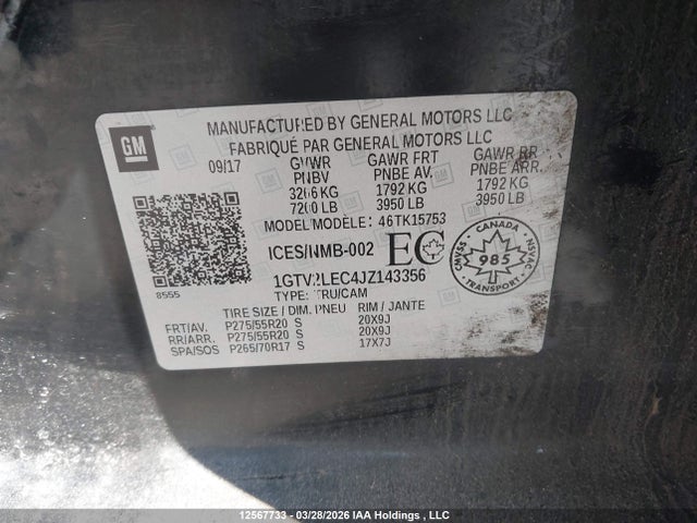 1GTV2LEC4JZ143356 GMC SIERRA 1500