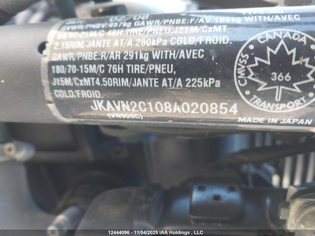Aukcja sprzedaży 2008 Kawasaki Vn900 C, vin: JKAVN2C108A020854, numer aukcji: 12444096