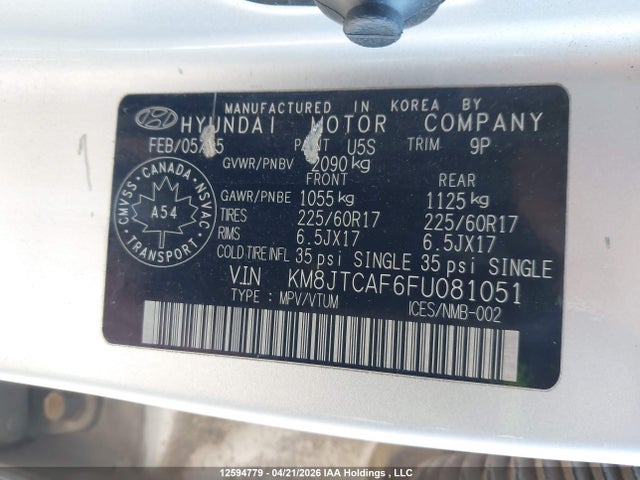 KM8JTCAF6FU081051 Hyundai Tucson Gl