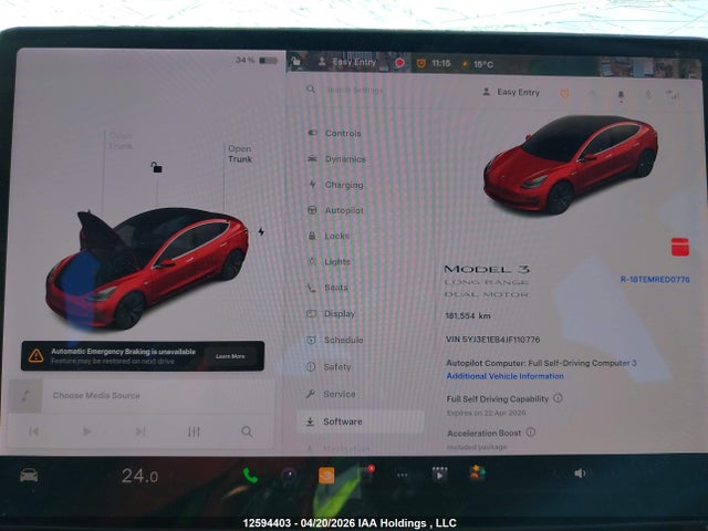 Aukcja sprzedaży 2018 Tesla Model 3 Long Range/performance, vin: 5YJ3E1EB4JF110776, numer aukcji: 12594403