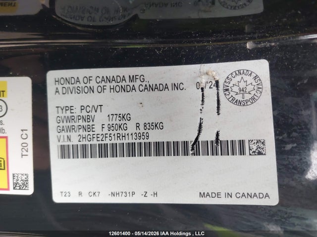 Honda Civic Sport 2024 2HGFE2F51RH113959 Image 18