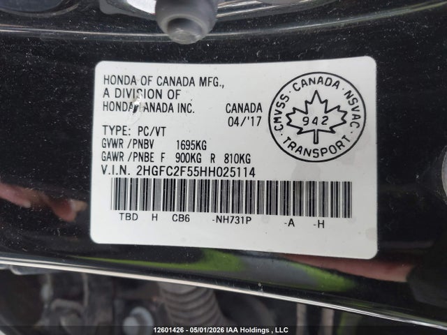 Продажа на аукционе авто 2017 Honda Civic Lx, vin: 2HGFC2F55HH025114, номер лота: 12601426