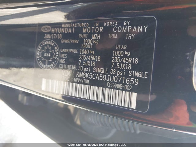 KM8K5CA59JU071659 Hyundai Kona 1.6t Ultimate