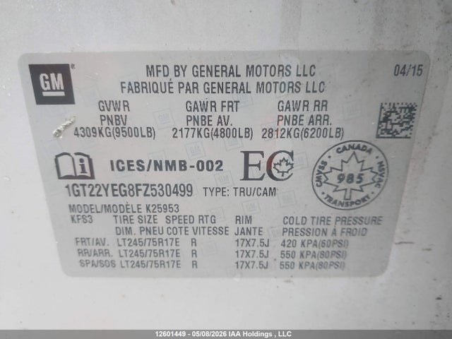 1GT22YEG8FZ530499 GMC SIERRA 2500HD