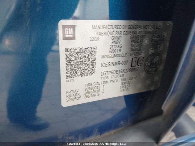 1GTP6DE16K1208807 GMC CANYON SLT