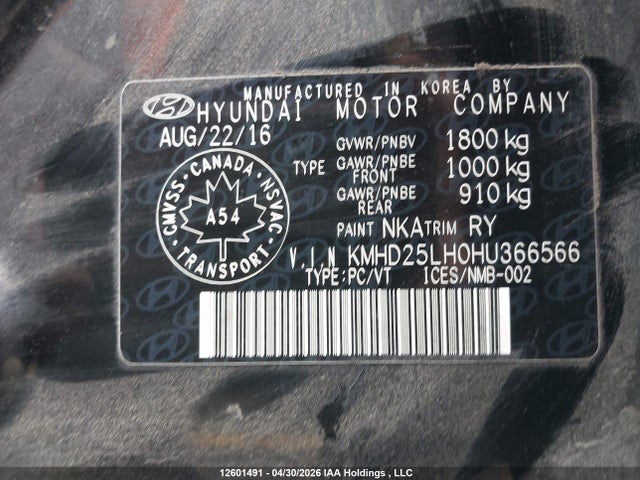 KMHD25LH0HU366566 Hyundai Elantra