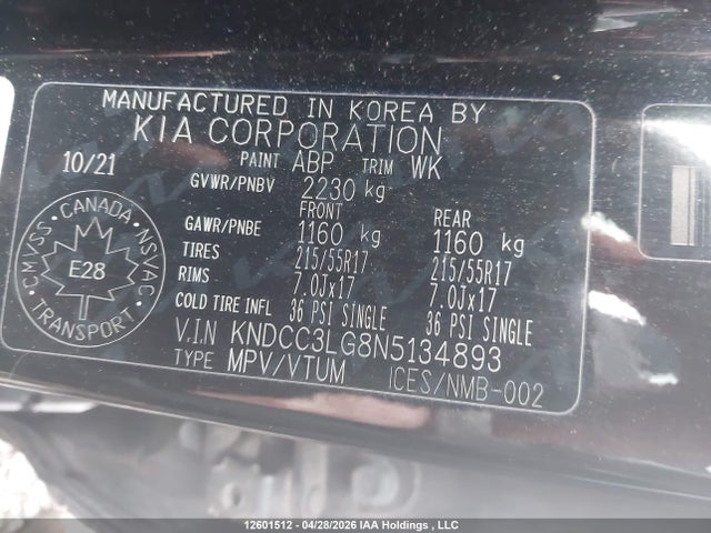 12601512 :رقم المزاد ، KNDCC3LG8N5134893 vin ، 2022 Kia Niro Ev Ex مزاد بيع