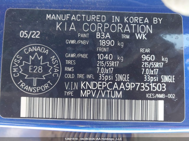 KNDEPCAA9P7351503 KIA Seltos Lx