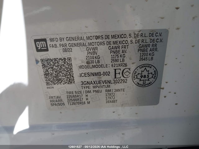 3GNAXUEV6NL302292 Chevrolet Equinox