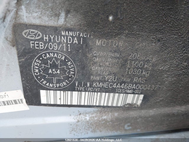 Продаж на аукціоні авто 2011 Hyundai Sonata Hybrid Hybrid, vin: KMHEC4A46BA000437, номер лоту: 12601538
