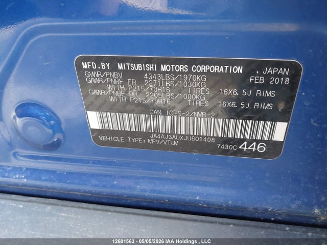 JA4AJ3AUXJU601408 Mitsubishi RVR SE