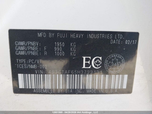 4S3GTAF65H3722131 Subaru Impreza Sport