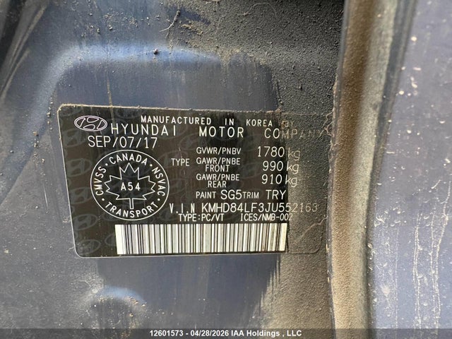 KMHD84LF3JU552163 Hyundai Elantra Sel/value/limited