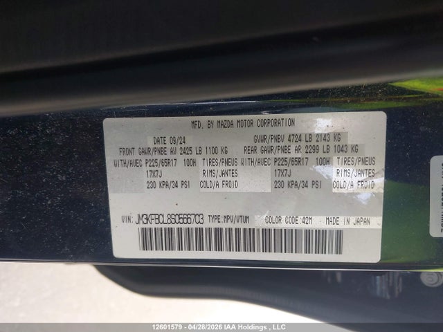 Aukcja sprzedaży 2025 Mazda Cx-5 Preferred, vin: JM3KFBCL8S0566703, numer aukcji: 12601579
