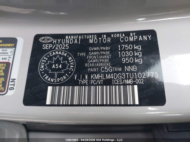 KMHLM4DG3TU102773 Hyundai Elantra Sel Sport
