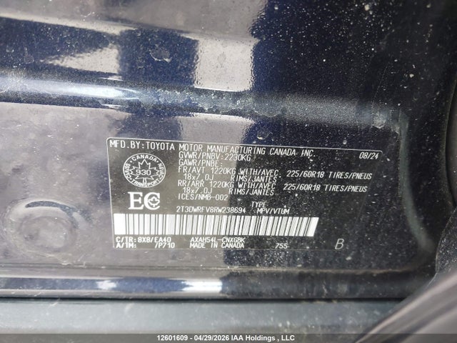 Продажа на аукционе авто 2024 Toyota Rav4 Hybrid Limited, vin: 2T3DWRFV8RW238694, номер лота: 12601609