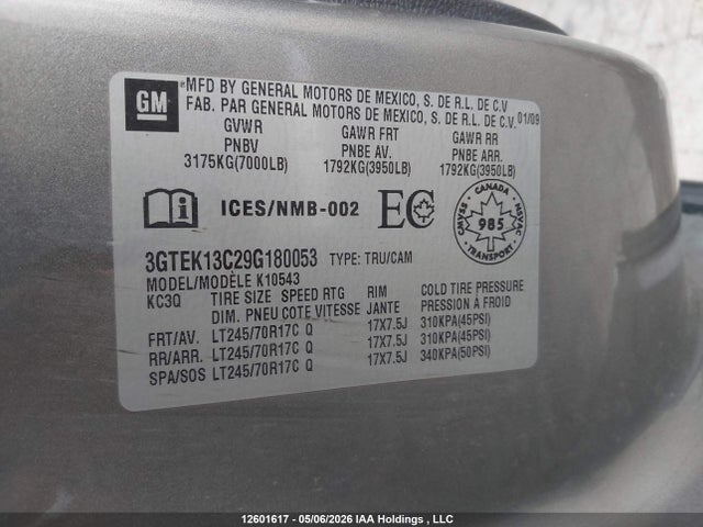 Продаж на аукціоні авто 2009 Gmc Sierra 1500, vin: 3GTEK13C29G180053, номер лоту: 12601617